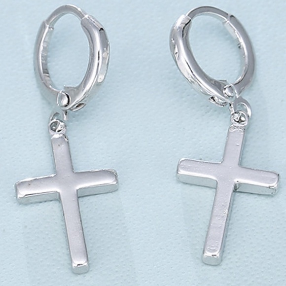Other - 24k Gold plated unisex dangle cross earrings